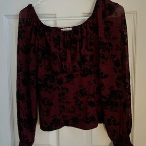 Velvet matron and black floral shirt